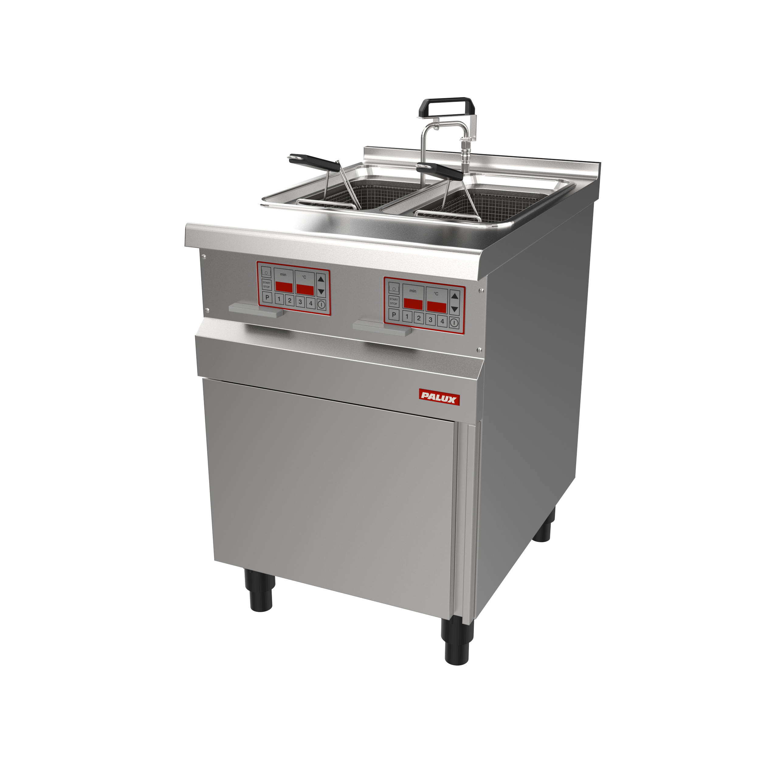 PALUX FunctionLine Zweibecken-Fritteuse mit Filtersystem und Pumpe